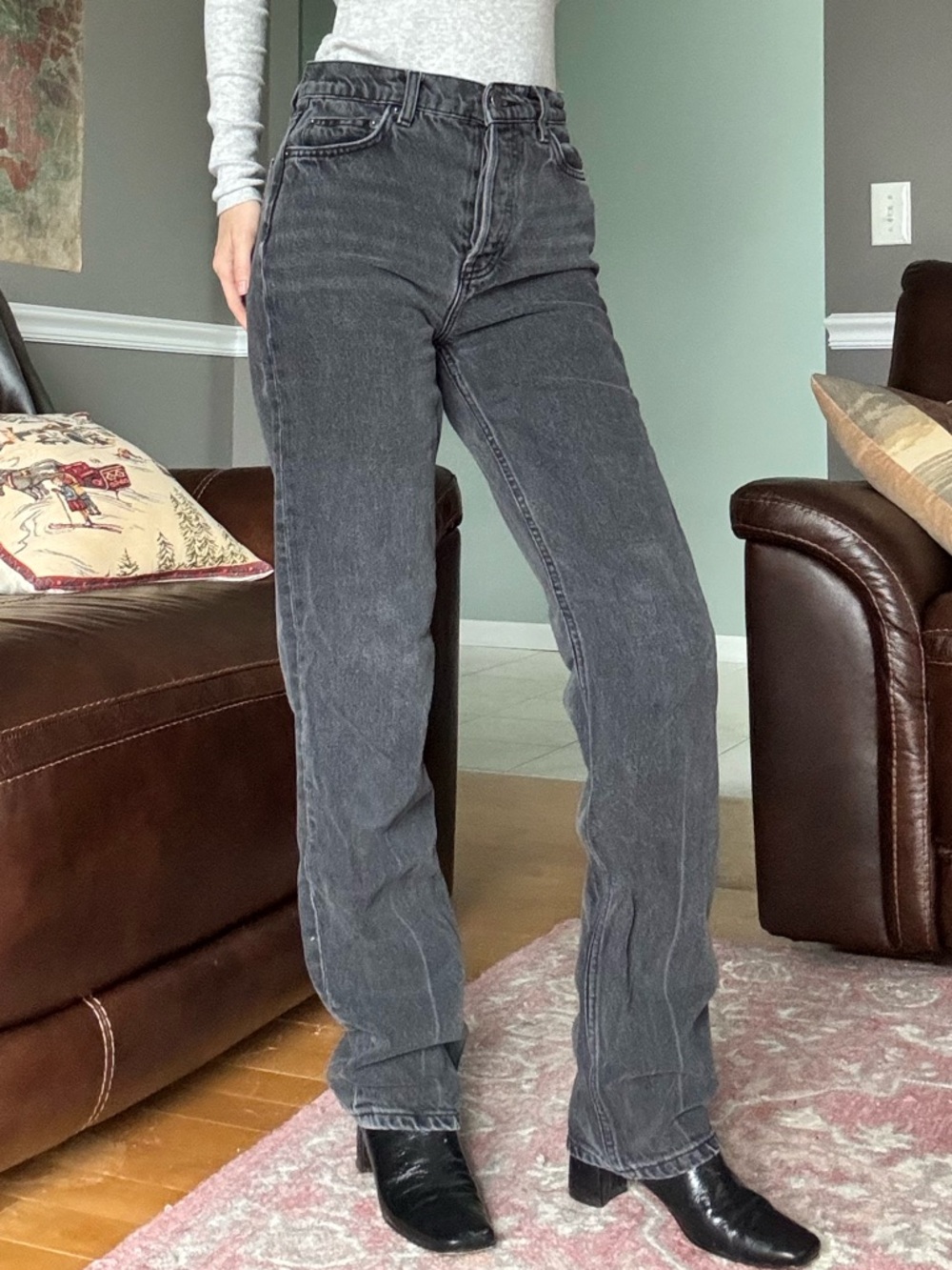 Reformation Cynthia High Rise Straight Long Jeans Siene